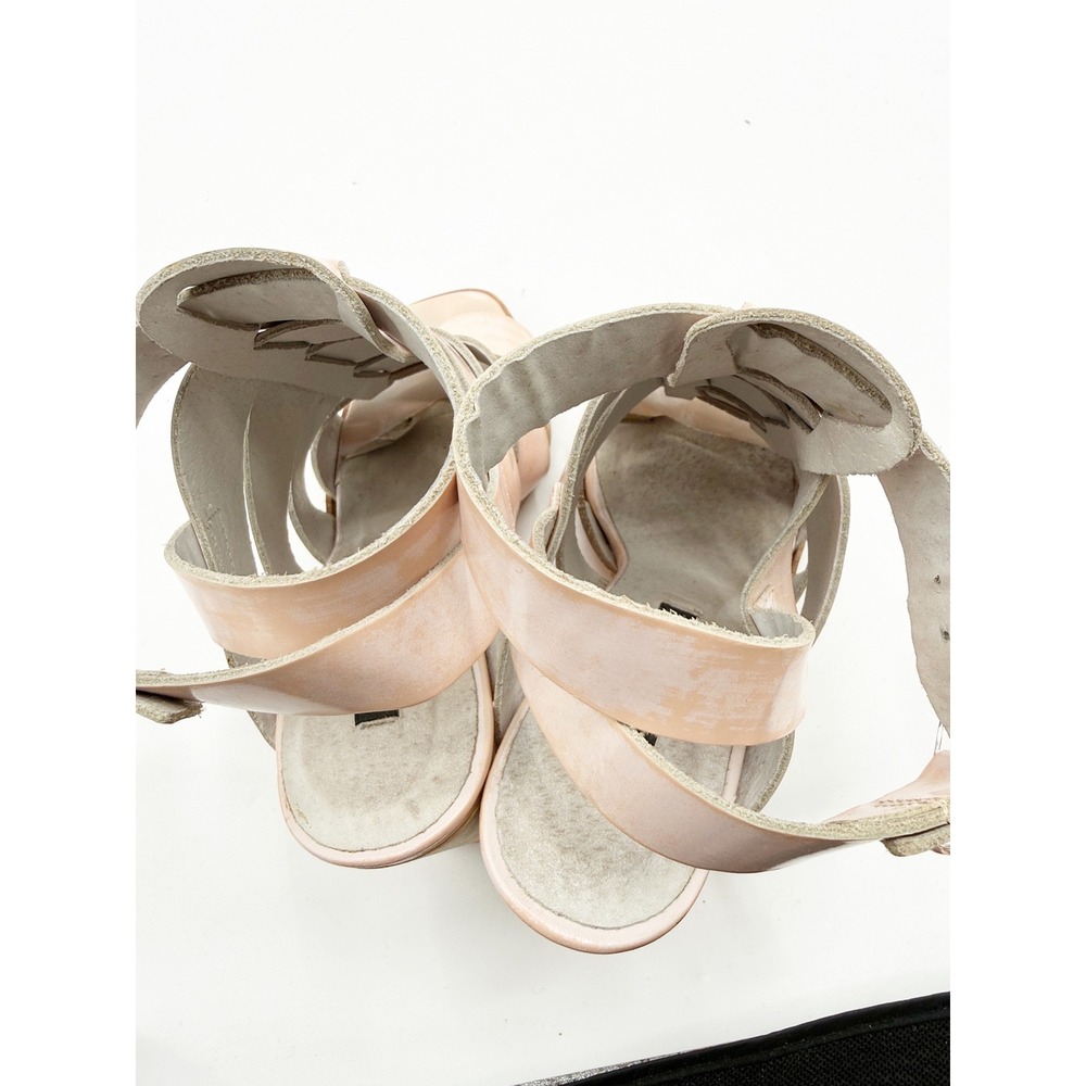 Miista Isabella Blush Pink Leather Cage Sandals Lucite Wood Block Heel 36 Spain - Picture 10 of 13